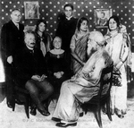 At a dinner party at Albert Einstein’s residence in Berlin, Seated: Rabindranath Tagore, Albert Einstein and Mrs. Einstein. Standing: Prof. Mahalanobis with Margo (step daughter of Einstein) on his right to his left Mrs. Mahalanobis and Pratima Devi, November, 1926. by PCMMM&A, ISI Kolkata