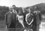 Rabindranath Tagore with (from left) Lord Sinha, Prasanta Chandra Mahalanobis, Nirmal Kumari Mahalanobis, an English gentleman and Morgan Stern and Mr. Lal at the garden of Stein Kono in Oslo, 1926. by PCMMM&A, ISI Kolkata